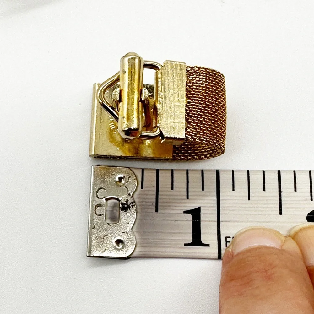 Vintage Swank Mesh & Brushed Gold Square Cufflinks